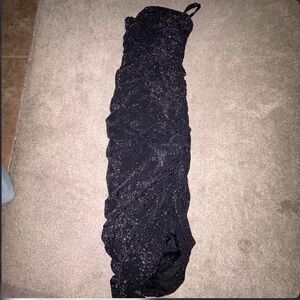 Black Glittery Ruched Dress